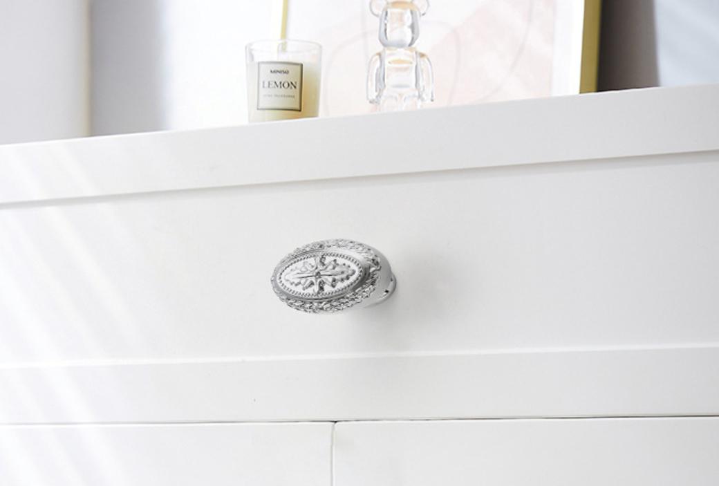 Solid Brass Flower Oval Kitchen Knob Handles 32x46mm 1 1/4" x 1 3/4" Cabinet Drawer Door Furniture Black Silver Gold Antique Wholesale Bulk