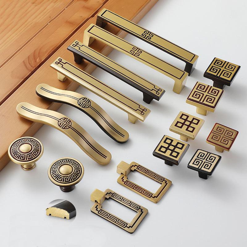Aged Solid Brass Handles Knobs Cupboard Kitchen Cup Drawer Bin Pulls Antique Bronze Cabinet Door Furniture Decor Hardware Wholesale Bulk