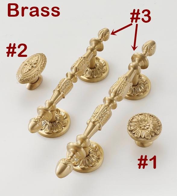 Solid Brass Cabinet Cup Pulls - Antique Bronze Finish for Cabinets - #1 Gold / 1pc