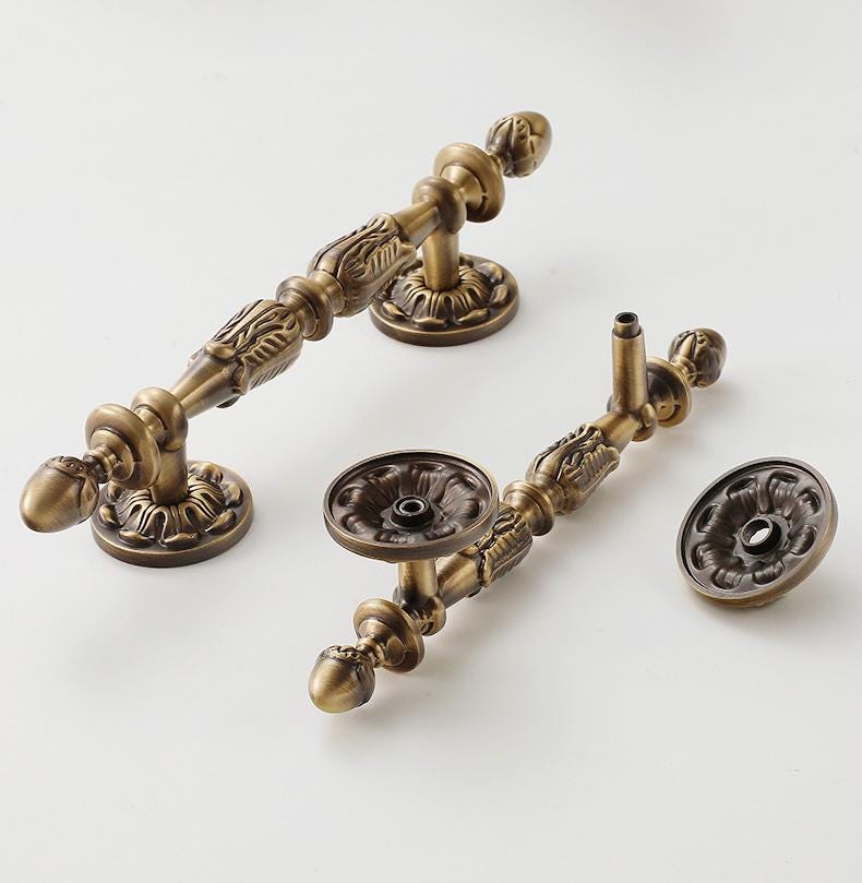 Vintage Retro Style Handles Knobs Drawer Bin Pulls Aged Solid Brass Silver Golden Kitchen Cabinet Door Furniture Hardware Wholesale Bulk