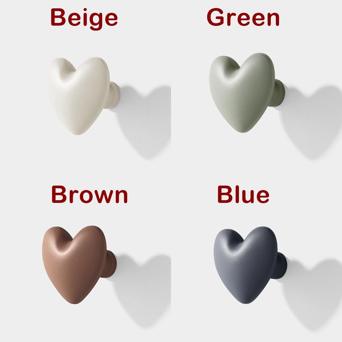 Heart Kitchen Knob Handles 36mm 1 3/8" Cabinet Drawer Door Furniture Black Silver Gold Antique Wholesale Bulk