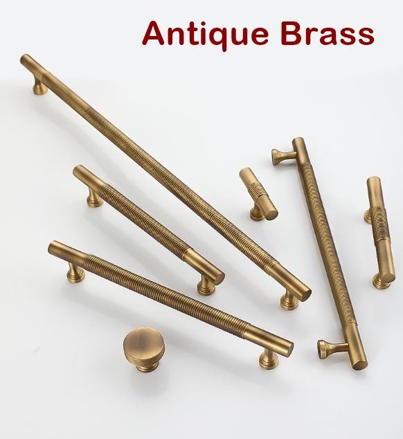 Industrial Knurled Drawer Pulls Knobs Cabinet Handles Black Gold Textured Bar Pulls for Kitchens Dressers Modern Furniture Door