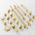 Modern Satin Gold Cabinet Handles Knobs Brushed Solid Brass Scandinavian Minimalist Pulls Bedroom Kitchen Bathroom Drawers Dresser Wardrobe