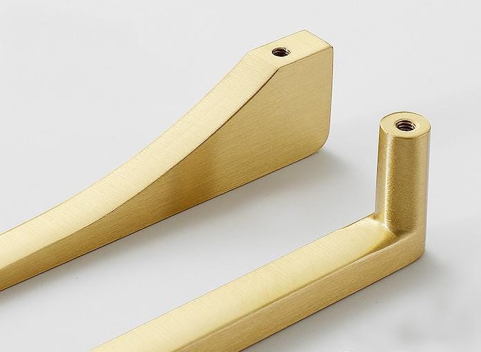 Modern Satin Gold Cabinet Handles Knobs Brushed Solid Brass Scandinavian Minimalist Pulls Bedroom Kitchen Bathroom Drawers Dresser Wardrobe