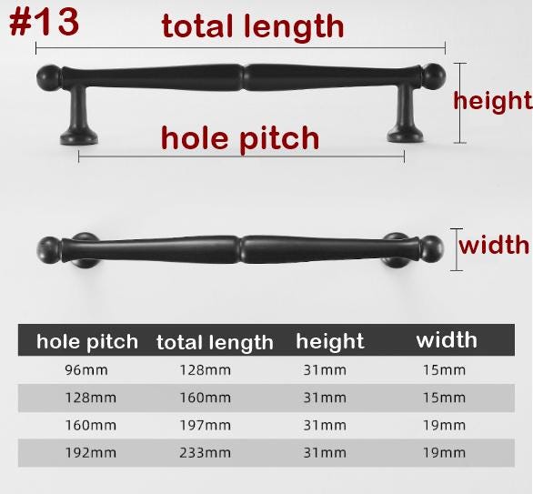 Solid Brass Cabinet Pulls & Knobs - Black Finish Furniture Hardware - #6 30mm / 1pc