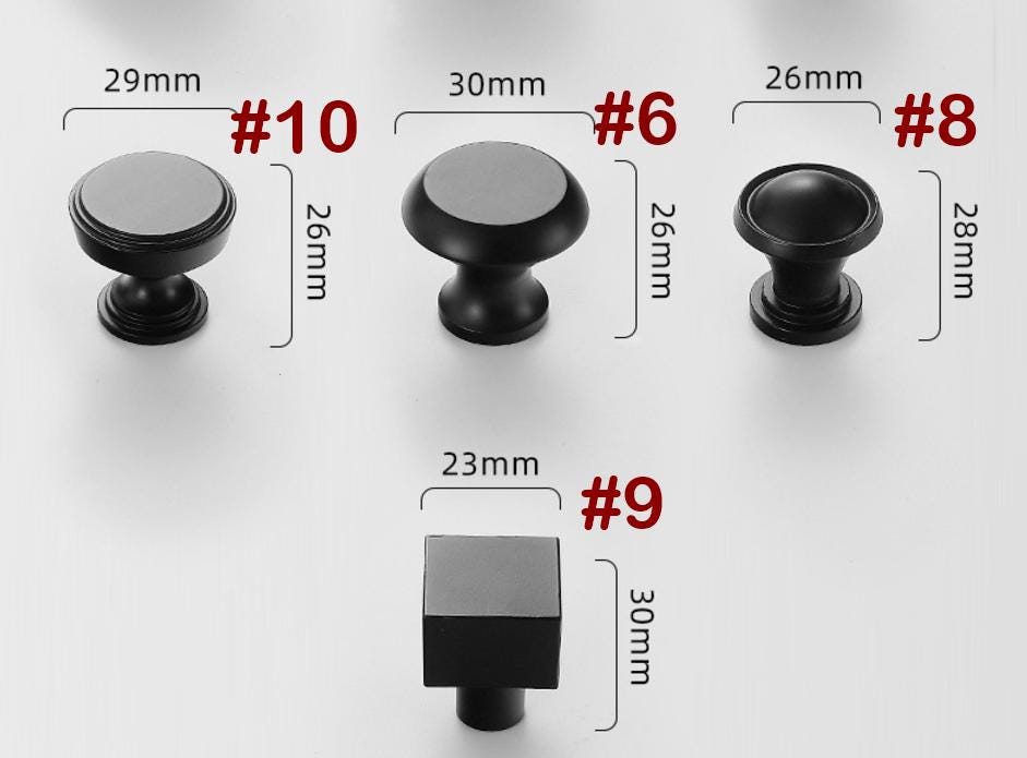 Solid Brass Cabinet Pulls & Knobs - Black Finish Furniture Hardware - #3 34mm / 1pc