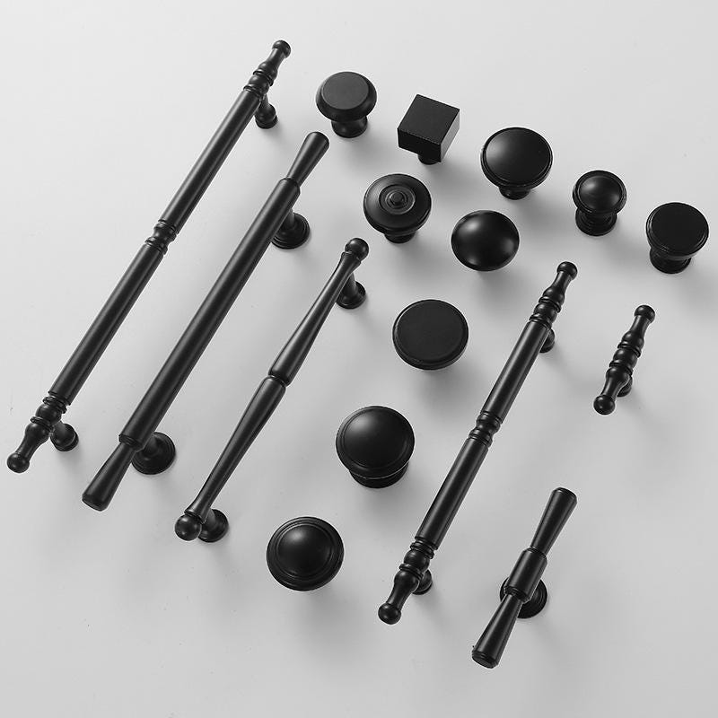 Black Solid Brass Handles Knobs Kitchen Cabinet Drawer Pulls Door Furniture Decor Hardware Wholesale Bulk