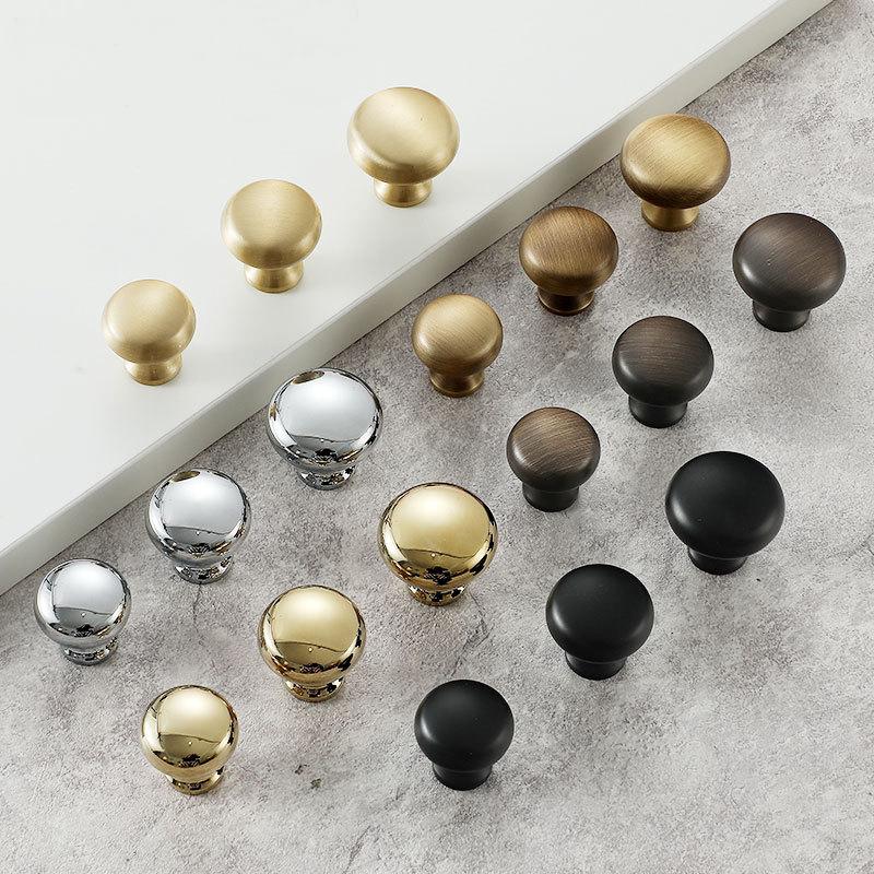 Round Kitchen Knobs 25 28 32mm 1 1 1/4" Solid Brass Cabinet Drawer Pull Handles Door Furniture Aged Antique Bronze Black Silver Gold Bulk