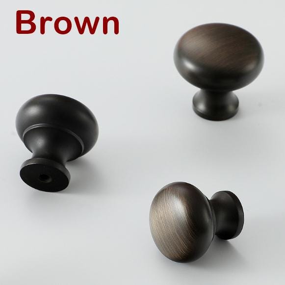 Round Kitchen Knobs 25 28 32mm 1 1 1/4" Solid Brass Cabinet Drawer Pull Handles Door Furniture Aged Antique Bronze Black Silver Gold Bulk