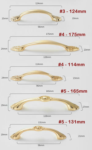 Solid Brass Vintage Cabinet Pulls & Knobs - Gold Finish Hardware - #2 - 130mm / 1pc