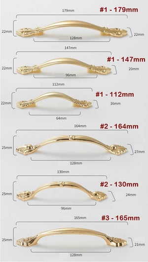 Solid Brass Vintage Cabinet Pulls & Knobs - Gold Finish Hardware - #1 - 179mm / 1pc