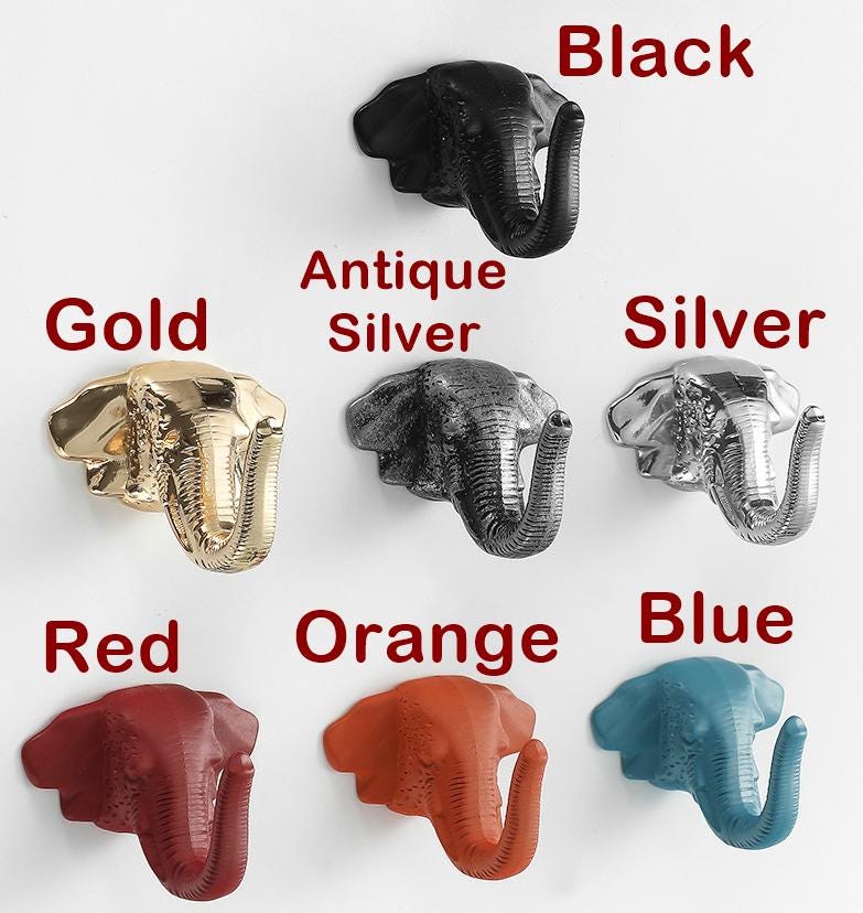 Elephant Trunk Kitchen Knob Hook Handles 60mm 2 3/8" Cabinet Drawer Door Furniture Black Silver Gold Antique Wholesale Bulk