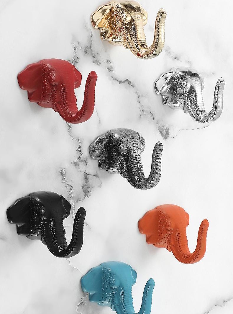 Elephant Trunk Kitchen Knob Hook Handles 60mm 2 3/8" Cabinet Drawer Door Furniture Black Silver Gold Antique Wholesale Bulk