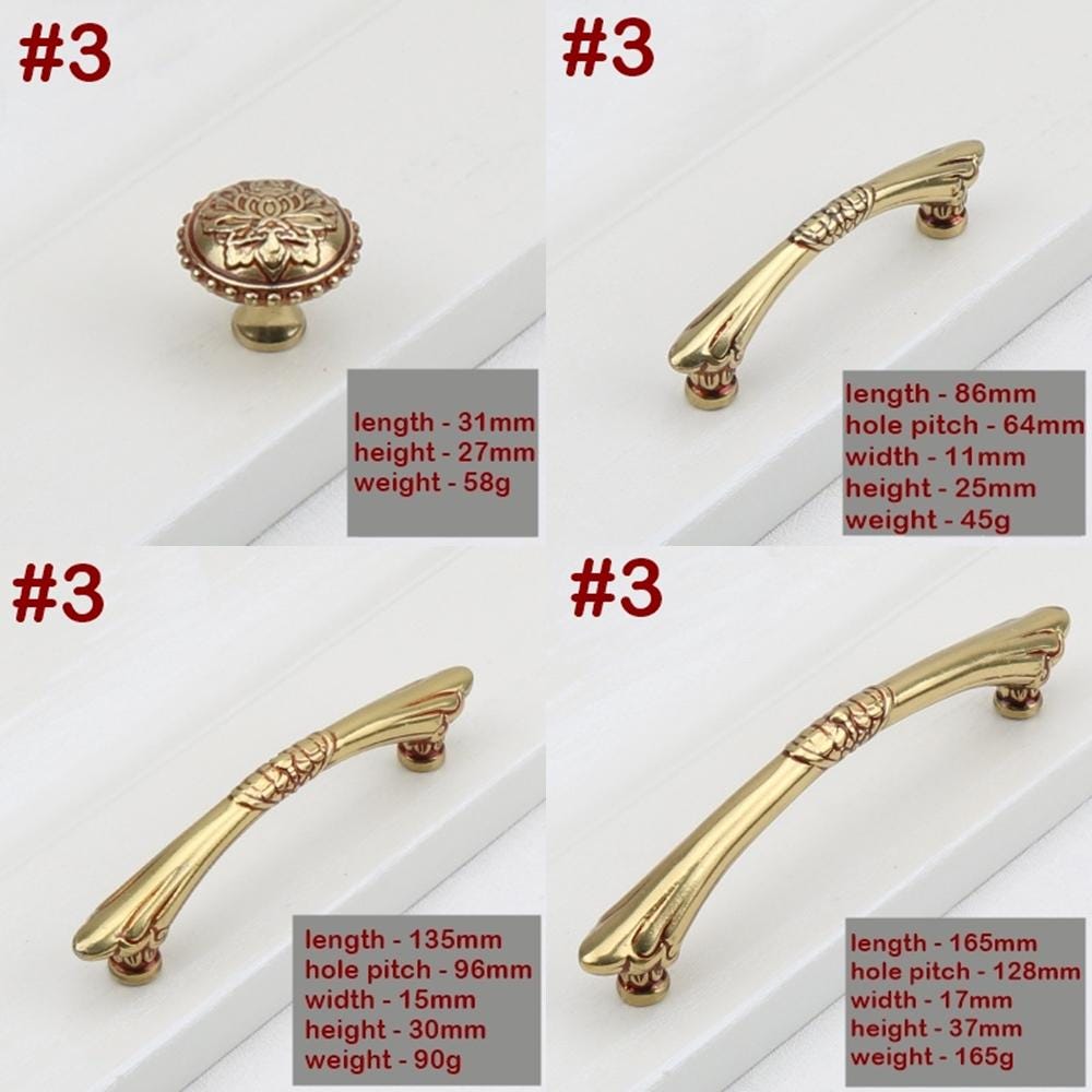 Solid Brass Round Cabinet Pulls & Knobs - Antique Bronze Finish - #1 - 170mm / 1pc