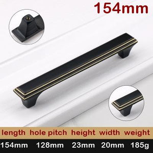 Solid Brass Square Cabinet Pulls & Knobs - Black Finish Hardware - Brass 33mm / 1pc