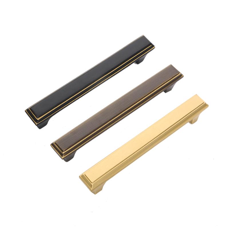Art Deco Stepped Rectangular Drawer Pulls Square Knobs Handles Aged Black Gold Solid Brass Kitchen Cabinet Bedroom Dresser Vintage Hardware