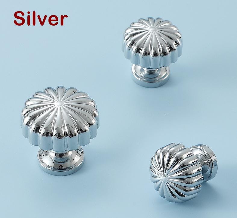 Solid Brass Cabinet Cup Pulls - Black Finish Decorative Hardware - Silver 25mm / 1pc