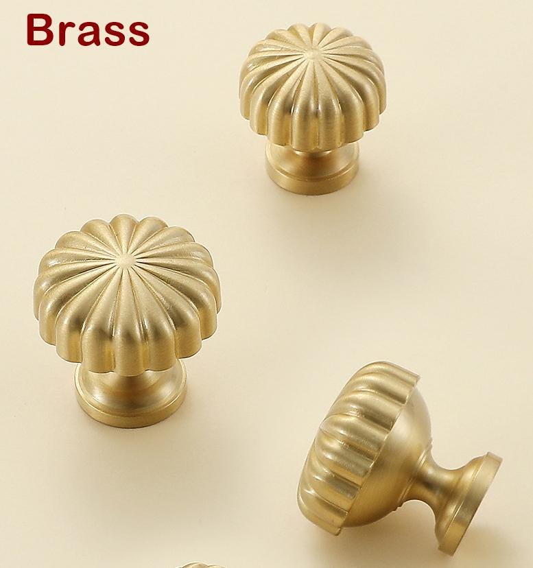 Solid Brass Cabinet Cup Pulls - Black Finish Decorative Hardware - Gold 30mm / 1pc