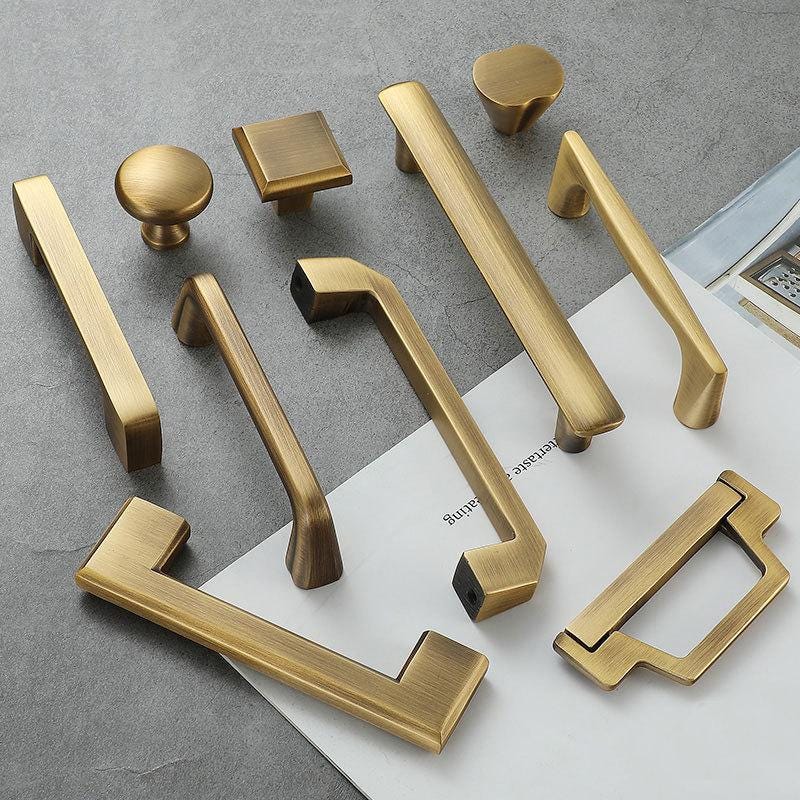 Aged Brass Drawer Pulls Handles Knobs Kitchen Cabinet Dresser Cupboard Wardrobe Door Furniture Solid Raw Brass Hardware Decor Wholesale Bulk