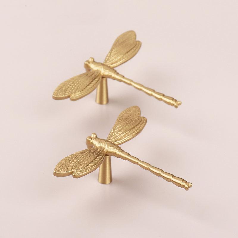 Solid Brass Dragonfly Kitchen Knob Handles 65x77mm 2 1/2" x 3" Cabinet Drawer Door Furniture Gold Antique Wholesale Bulk