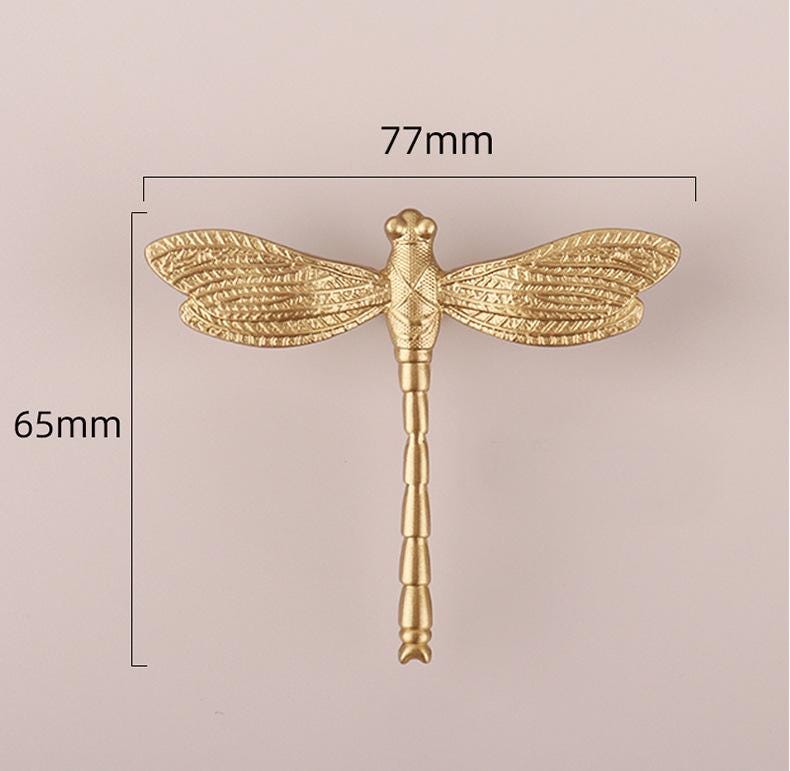 Solid Brass Dragonfly Kitchen Knob Handles 65x77mm 2 1/2" x 3" Cabinet Drawer Door Furniture Gold Antique Wholesale Bulk