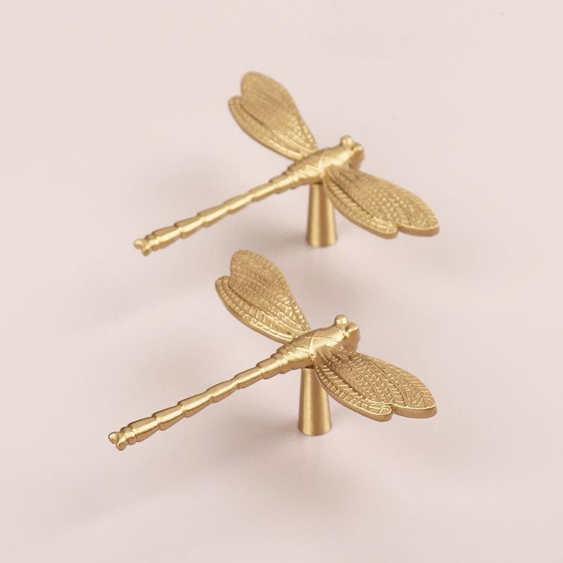 Solid Brass Dragonfly Kitchen Knob Handles 65x77mm 2 1/2" x 3" Cabinet Drawer Door Furniture Gold Antique Wholesale Bulk
