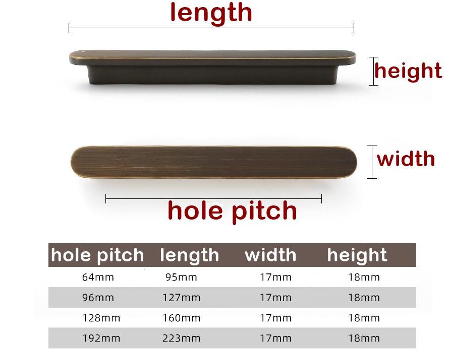 Solid Brass Round Cabinet Pulls & Knobs - Black Finish for Cabinets - Brass 127mm / 1pc