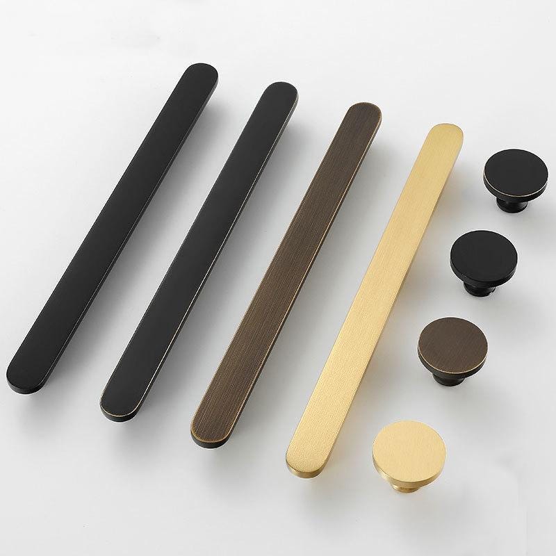Minimalist Oval Drawer Pulls Handles Round Knobs Black Aged Solid Brass Kitchen Bathroom Cabinet Cupboard Bedroom Dresser Wardrobe Hardware