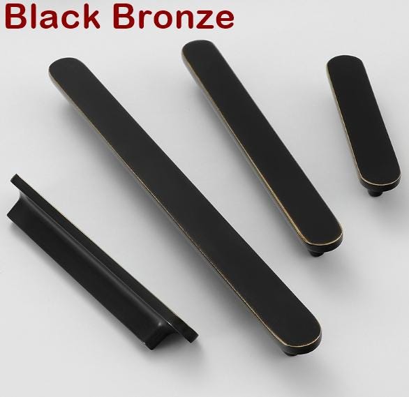 Minimalist Oval Drawer Pulls Handles Round Knobs Black Aged Solid Brass Kitchen Bathroom Cabinet Cupboard Bedroom Dresser Wardrobe Hardware