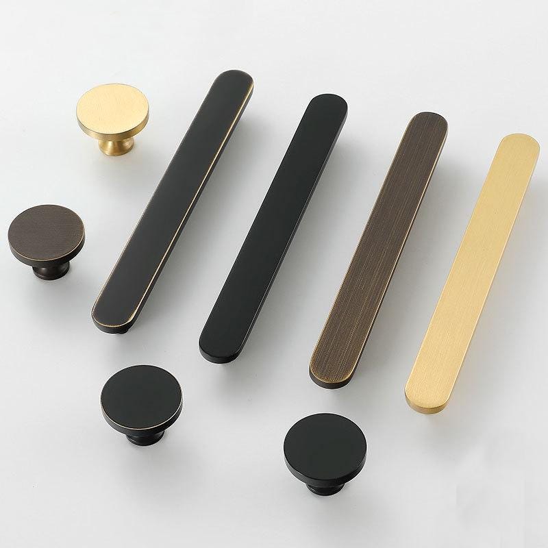 Minimalist Oval Drawer Pulls Handles Round Knobs Black Aged Solid Brass Kitchen Bathroom Cabinet Cupboard Bedroom Dresser Wardrobe Hardware