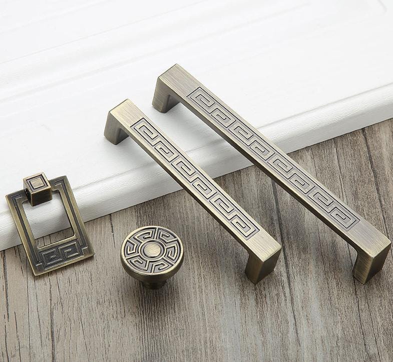 Aged Solid Brass Retro Drawer Pull Knob Handle Hardware For Unique Handmade Furniture Vintage Home Decor Kitchen Bathroom Cabinet Dresser