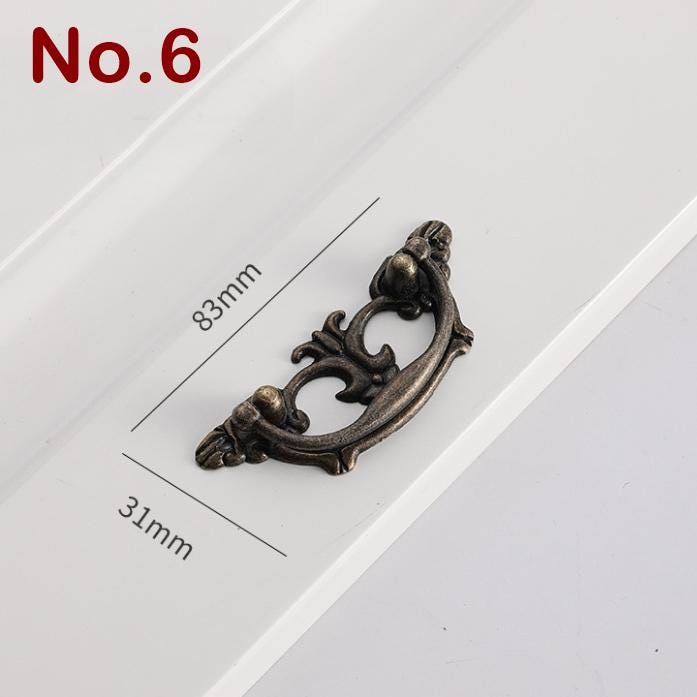 Ancient Antique Bronze/Brass Gold Tone Head Drop Ring Drawer Pull Handle Knob Furniture Decorative Door Cabinet Chinese Decor Knocker