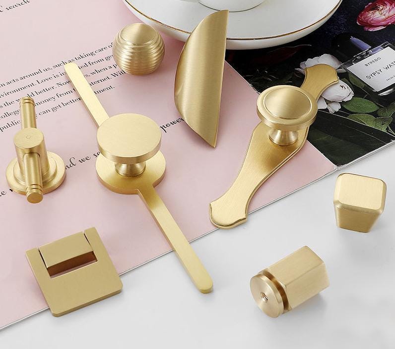 Solid Brass Handles Knobs Cupboard Kitchen Cup Drawer Bin Pulls Cabinet Door Furniture Decor Hardware Wholesale Bulk