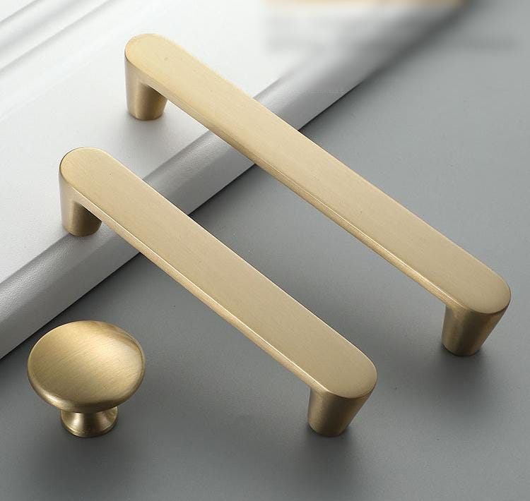 Rectangle Round Brushed Handles Knobs 3 - 6 Inch Solid Brass Cupboard Kitchen Cup Drawer Bin Pulls Cabinet Door Furniture Decor Hardware