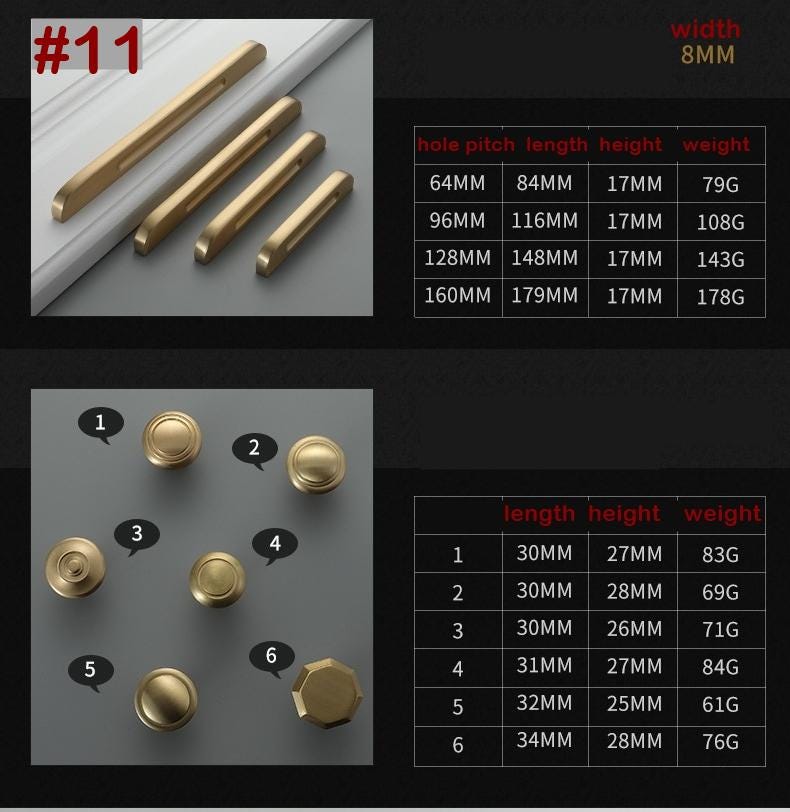 Rectangle Round Brushed Handles Knobs 3 - 6 Inch Solid Brass Cupboard Kitchen Cup Drawer Bin Pulls Cabinet Door Furniture Decor Hardware
