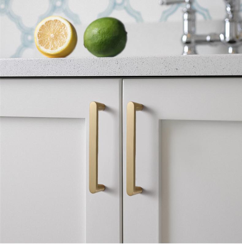 Rectangle Round Brushed Handles Knobs 3 - 6 Inch Solid Brass Cupboard Kitchen Cup Drawer Bin Pulls Cabinet Door Furniture Decor Hardware