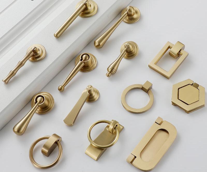Solid Brass Round Cabinet Pulls & Knobs - Matte Gold Finish Hardware - #8 - 67mm / 1pc