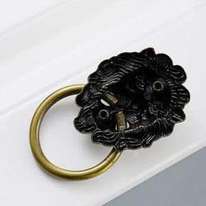 Alloy Floral Door Knocker Ring Pulls - Antique Bronze Finish - No.1 Red Bronze / 10pcs