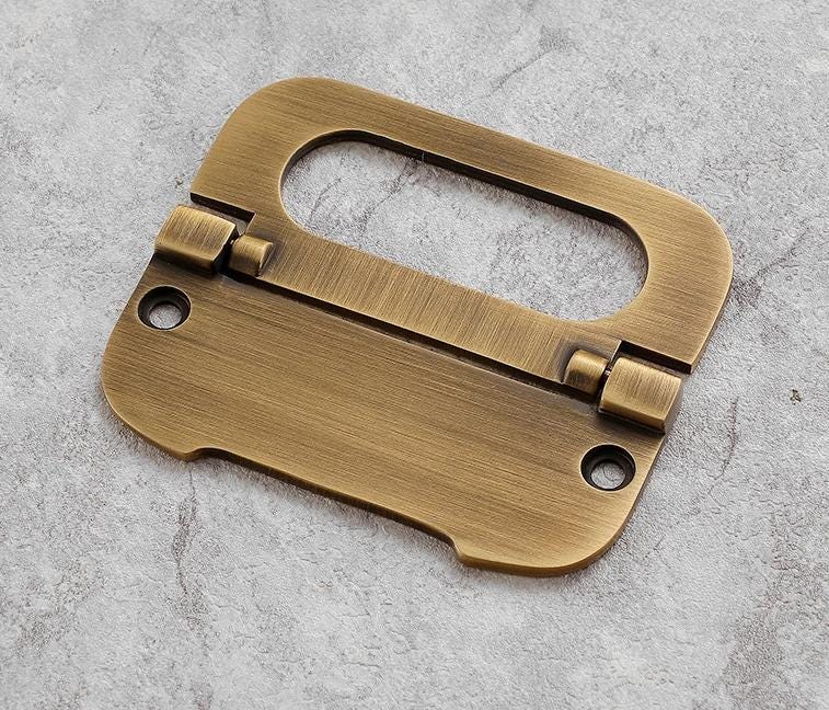 Aged Solid Brass Flush Ring Hidden Pull Handle for Cupboard Drawer Wardrobe 35 75 mm 1 3/8" 3" Invisible Kitchen Cabinet Hardware Bulk
