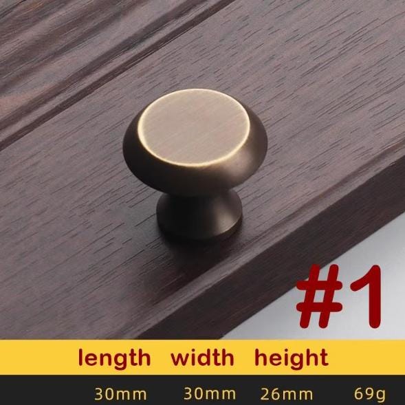 Aged Solid Brass Drawer Knob 30 26 30 mm 1 1/8" 1" 1 1/8" Antique Bronze Kitchen Door Drawer Pull Furniture Hardware Wholesale
