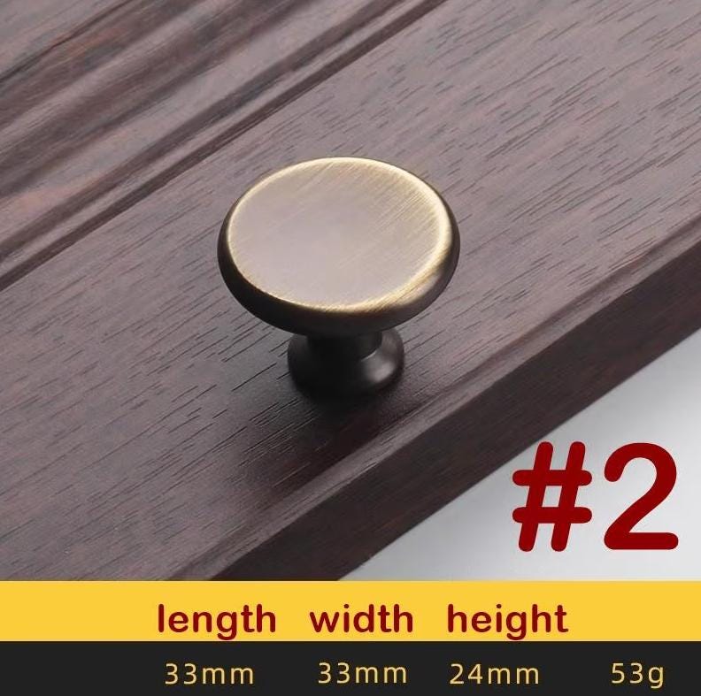 Aged Solid Brass Drawer Knob 33 24 33 mm 1 1/4" 1" 1 1/4" Antique Bronze Kitchen Door Drawer Pull Furniture Hardware Wholesale
