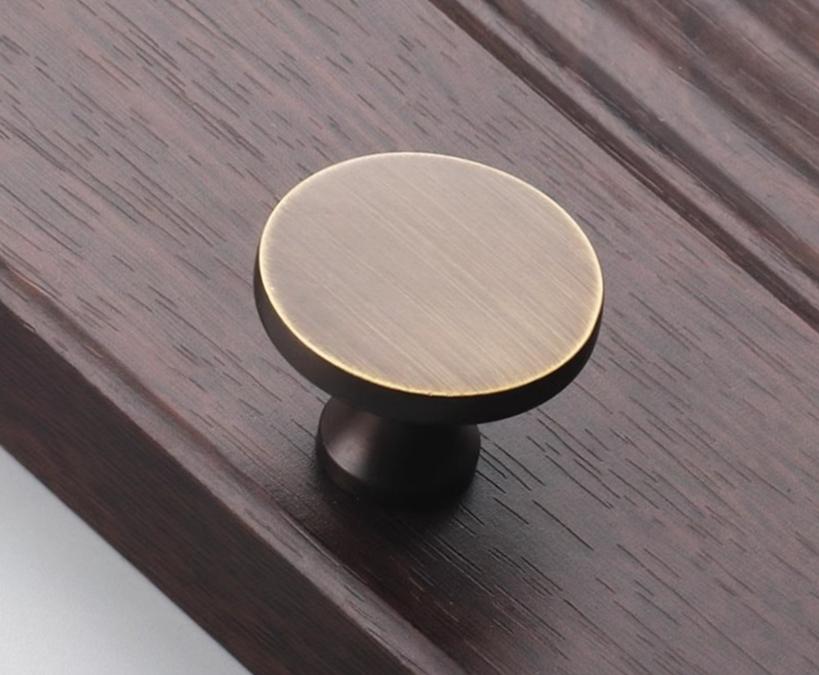 Aged Solid Brass Drawer Knob 32 24 32 mm 1 1/4" 1" 1 1/4" Antique Bronze Kitchen Door Drawer Pull Furniture Hardware Wholesale