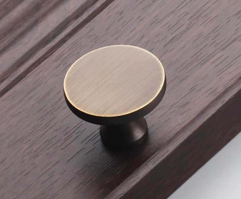 Aged Solid Brass Drawer Knob 32 24 32 mm 1 1/4" 1" 1 1/4" Antique Bronze Kitchen Door Drawer Pull Furniture Hardware Wholesale