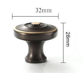 Aged Solid Brass Drawer Knob 32 28 32 mm 1 1/4" 1 1/8" 1 1/4" Antique Bronze Kitchen Door Drawer Pull Furniture Hardware Wholesale