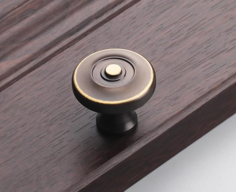 Aged Solid Brass Drawer Knob 32 28 32 mm 1 1/4" 1 1/8" 1 1/4" Antique Bronze Kitchen Door Drawer Pull Furniture Hardware Wholesale
