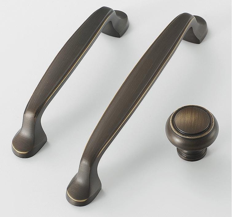 Solid Brass Vintage Cabinet Pulls & Knobs - Antique Bronze Finish - view 3