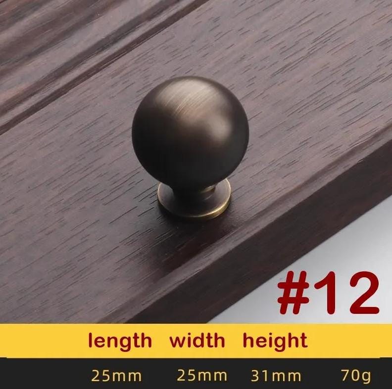 Aged Solid Brass Drawer Knob 25 31 25 mm 1" 1 1/4" 1" Antique Bronze Kitchen Door Drawer Pull Furniture Hardware Wholesale