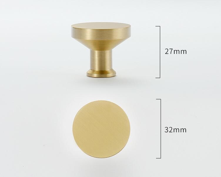 Aged Solid Brass Drawer Knob 24 27 mm 1" 1 1/8" Gold Brass Color Kitchen Door Drawer Pull Furniture Hardware Wholesale