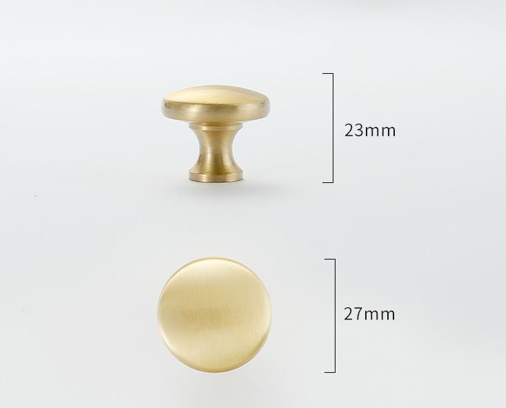 Brushed Solid Brass Drawer Knob 23 27 mm 7/8" 1 1/8" Brass Color Kitchen Door Drawer Pull Furniture Hardware Wholesale