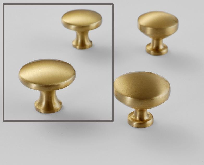 Brushed Solid Brass Drawer Knob 23 27 mm 7/8" 1 1/8" Brass Color Kitchen Door Drawer Pull Furniture Hardware Wholesale
